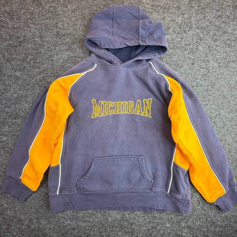 Starter Michigan Wolverines Hoodie Kids 12/14 Blue Yellow Embroidered Pullover